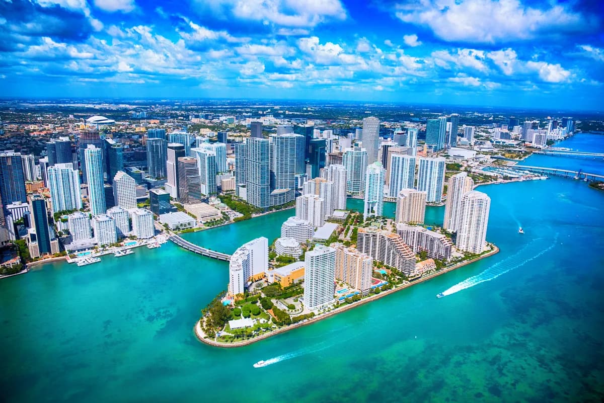 Aerial view of the downtown Miami skyline, Florida