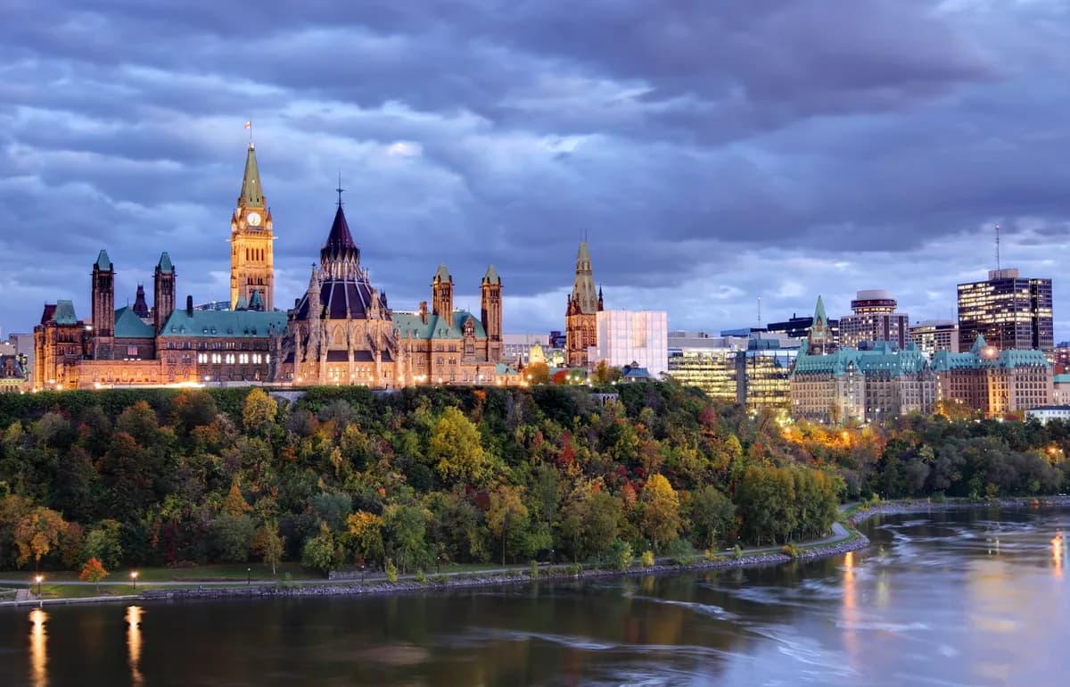 Parliament Hill and the Ottawa skyline from the river