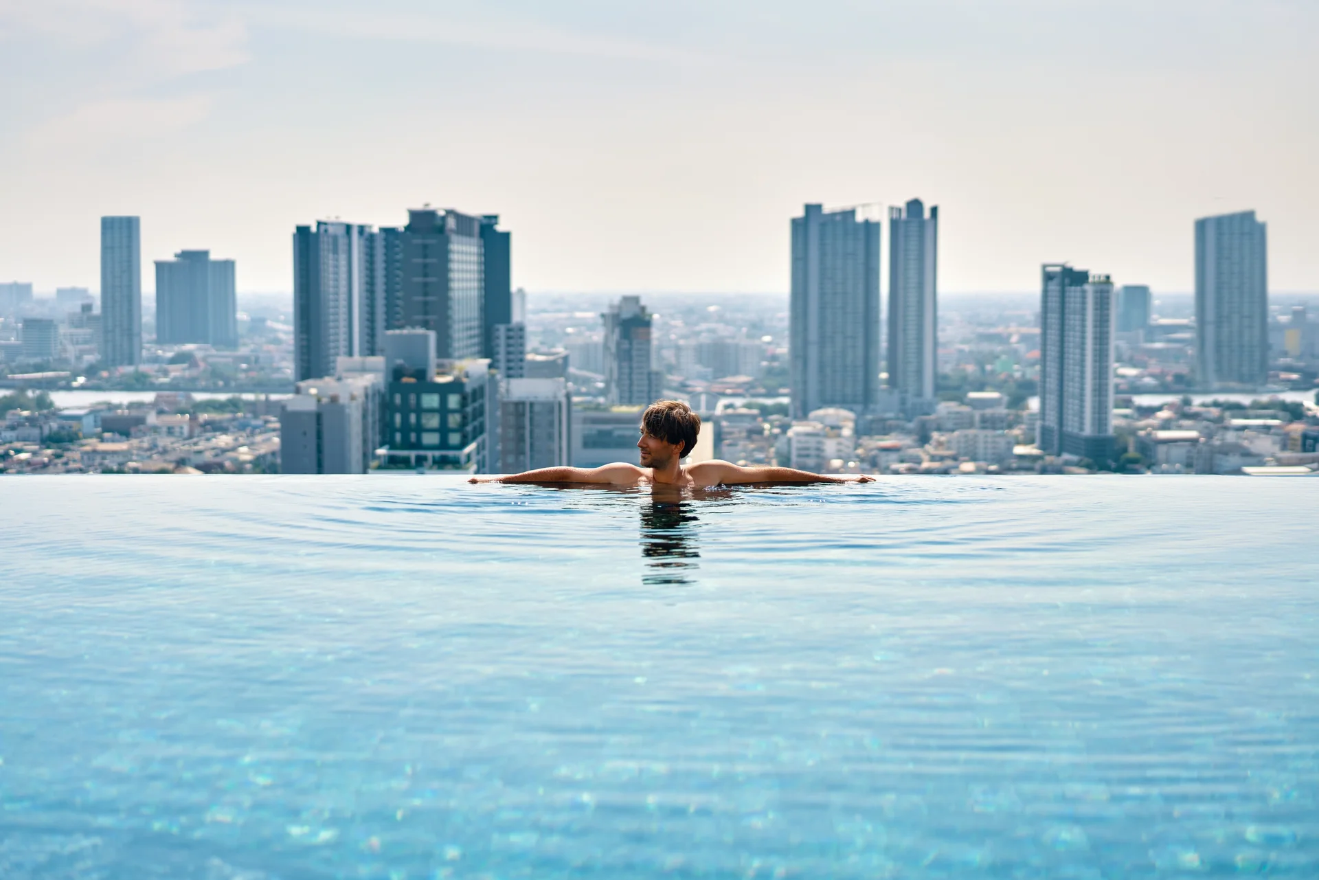 Modern rooftop pool deck