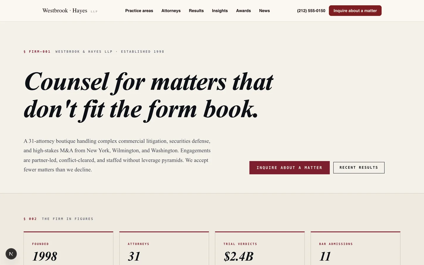 Legal sample site preview