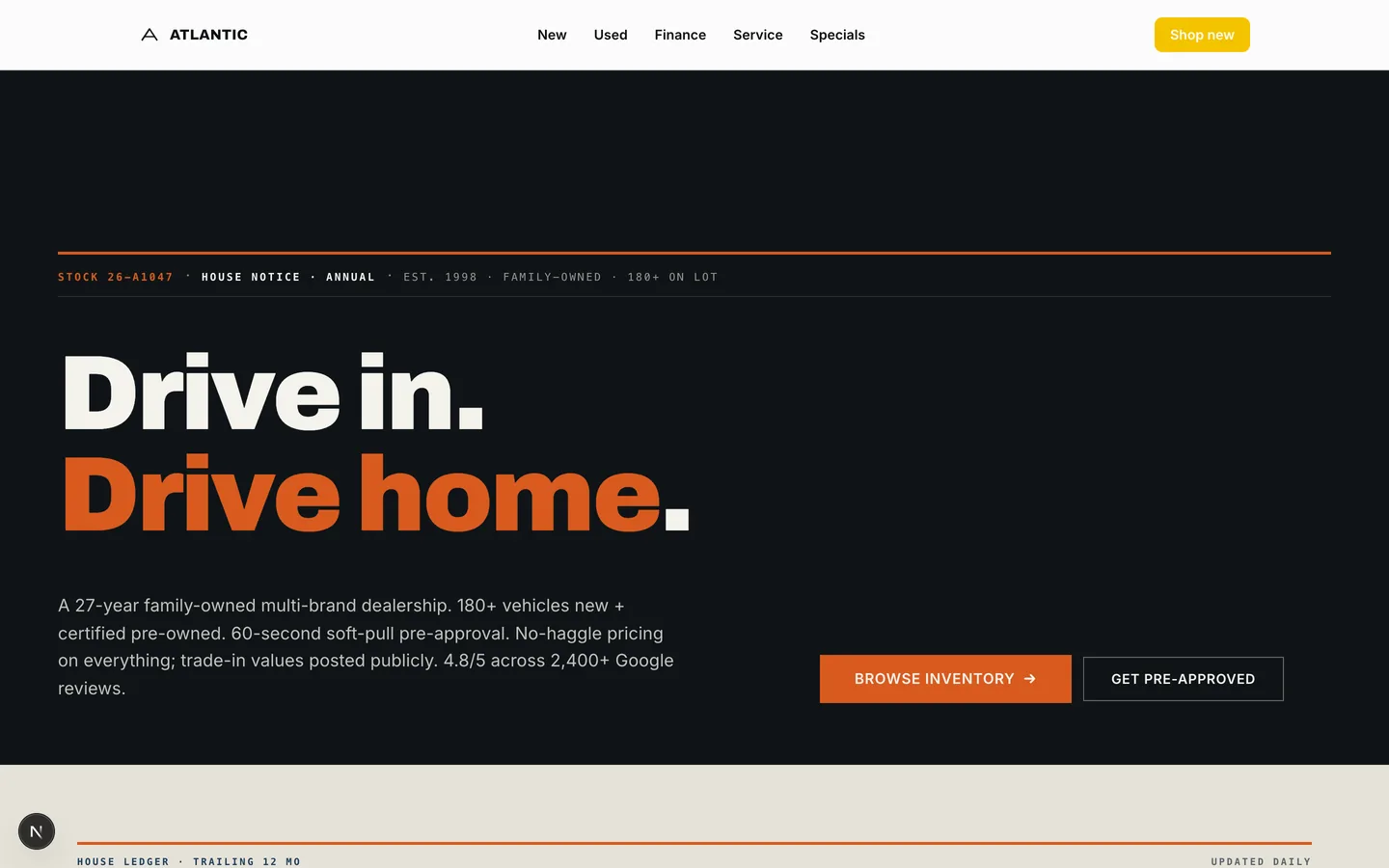 Automotive sample site preview