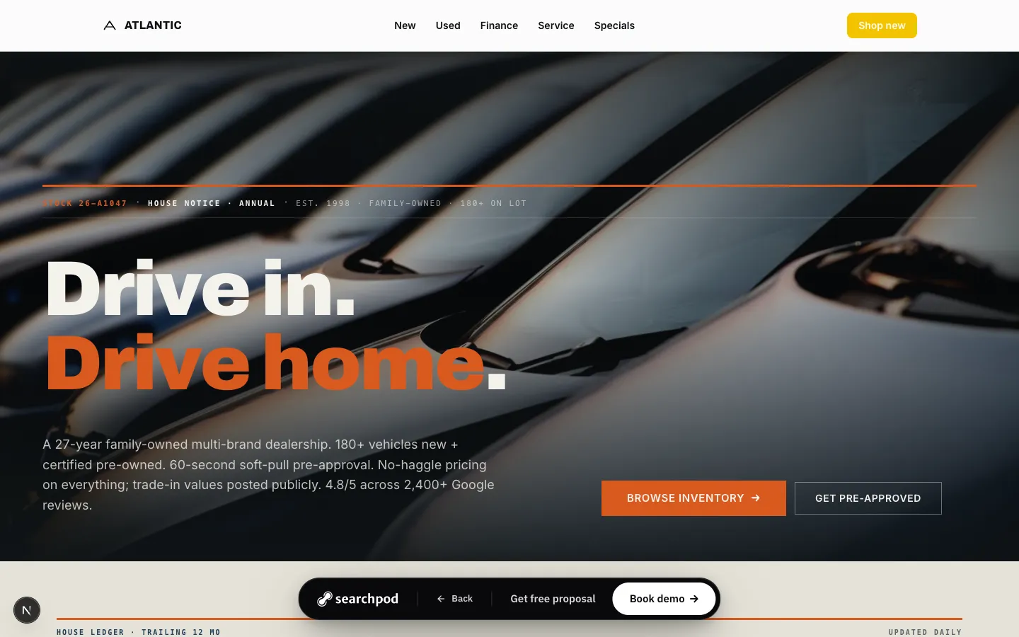 Automotive sample site preview