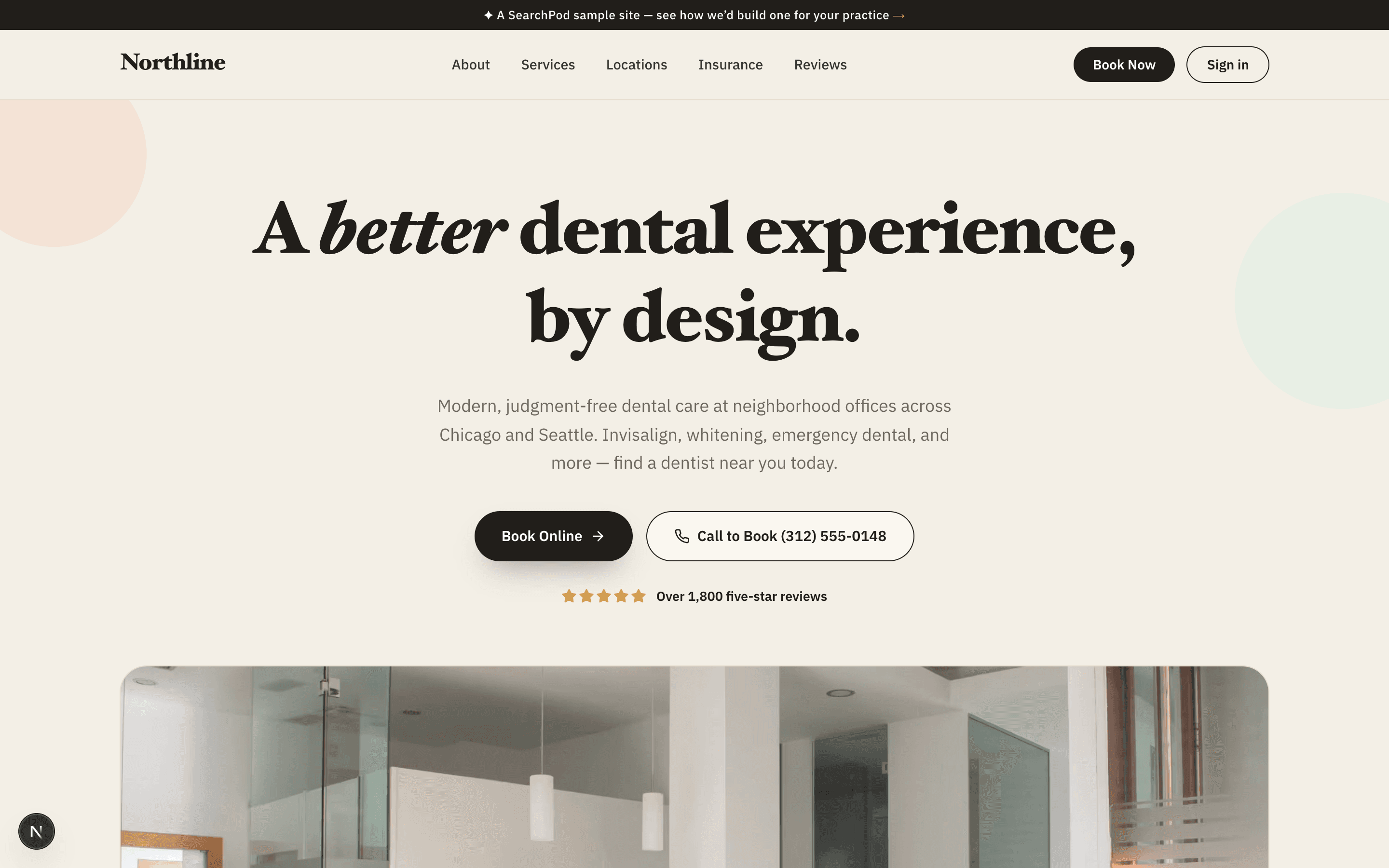Boutique Modern — sample dentistry homepage by SearchPod