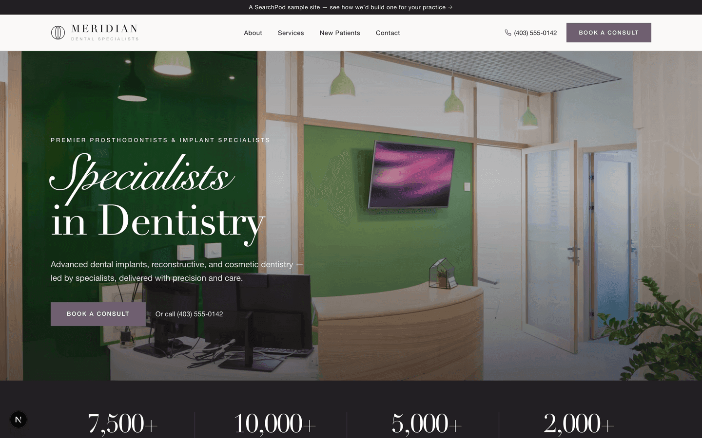 Editorial Specialist — sample dentistry homepage by SearchPod