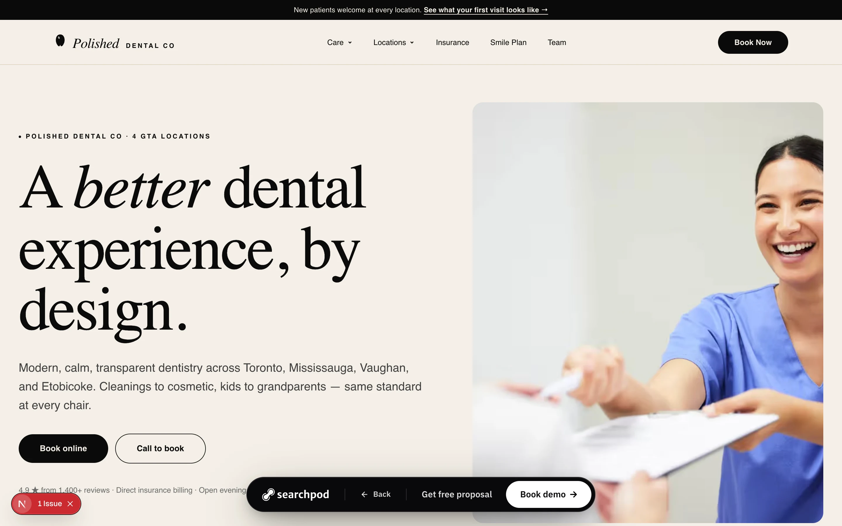 Polished Dental Co homepage hero — Modern dentistry, done well.