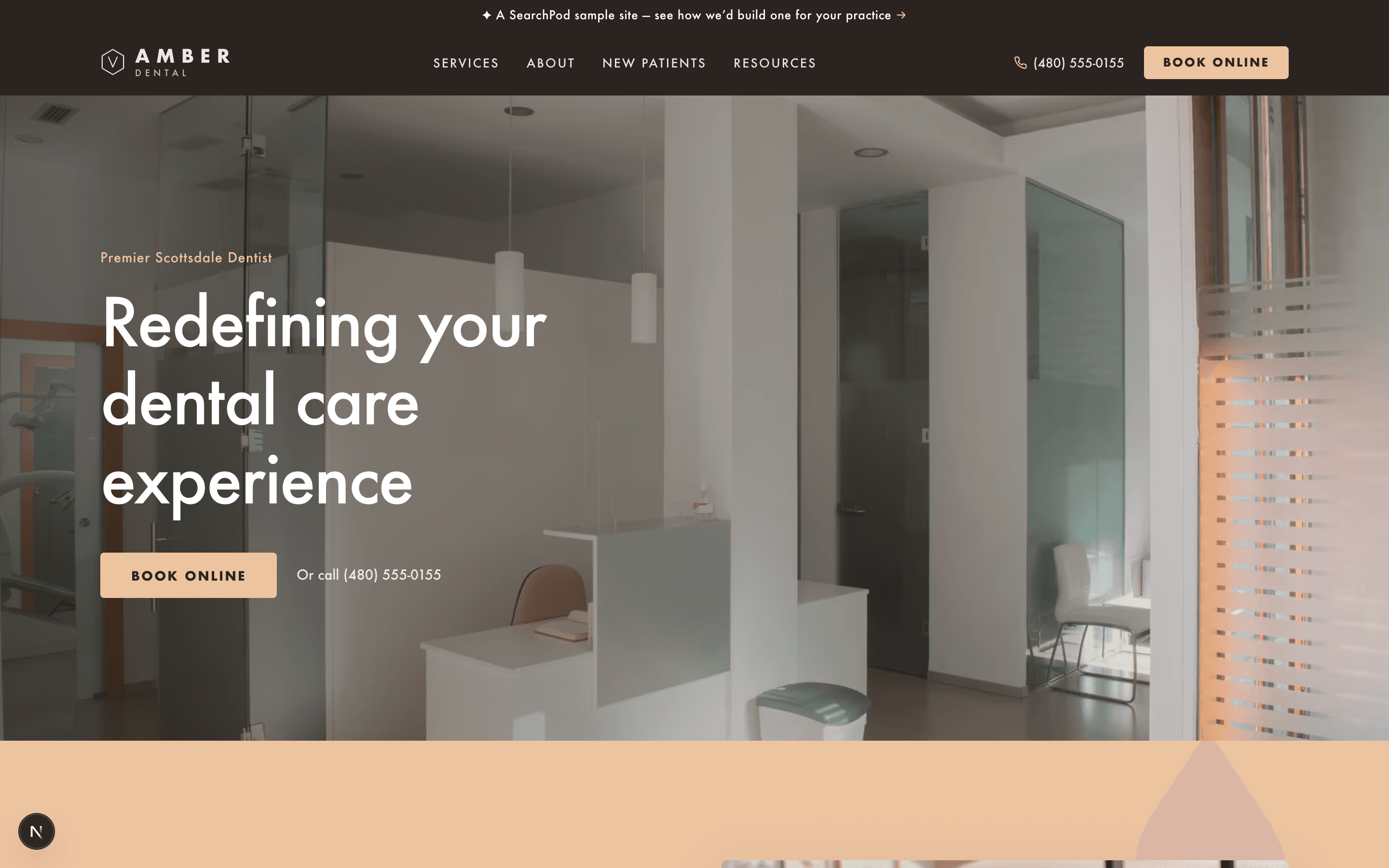 Warm Luxe — sample dentistry homepage by SearchPod