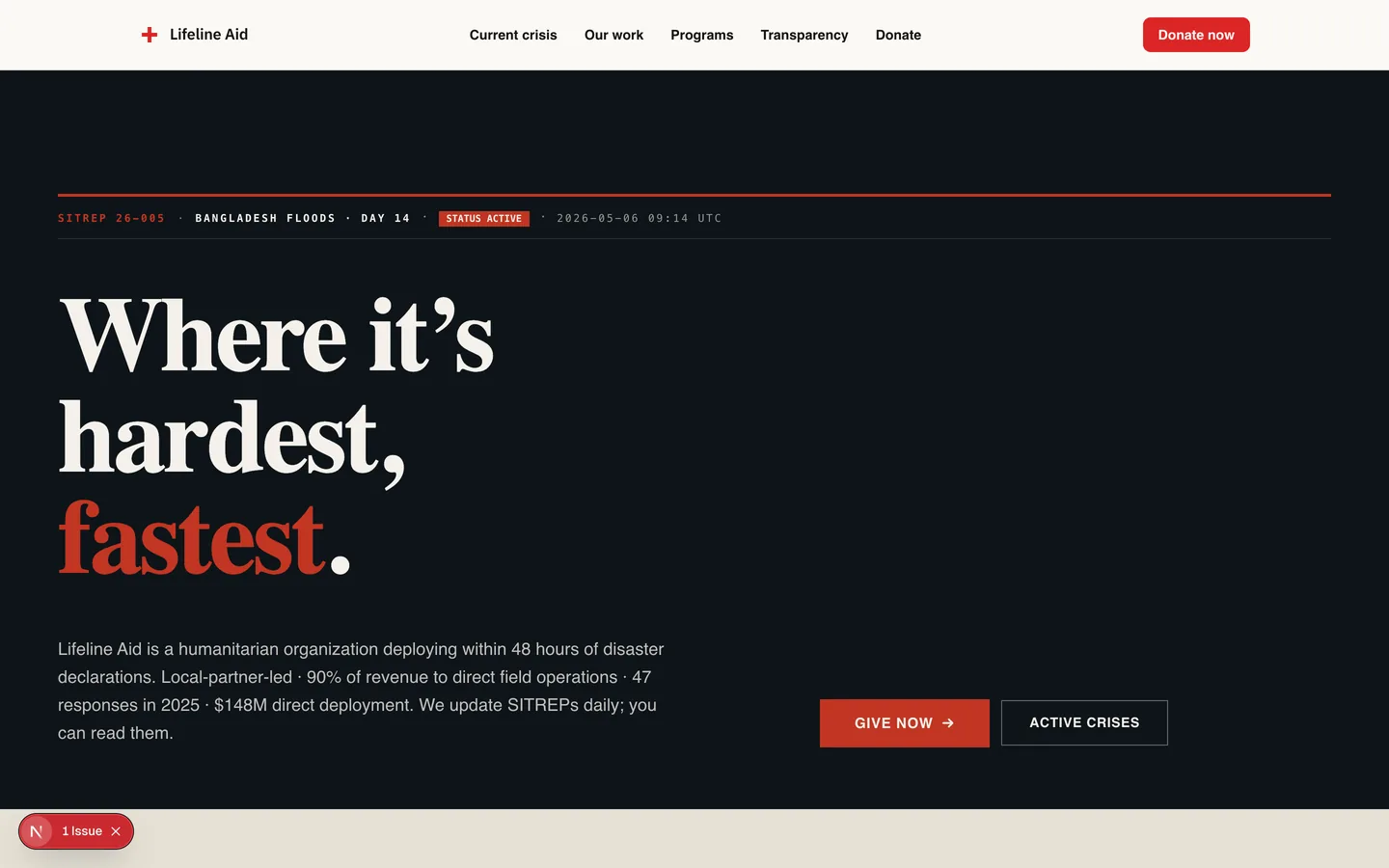 Nonprofits sample site preview