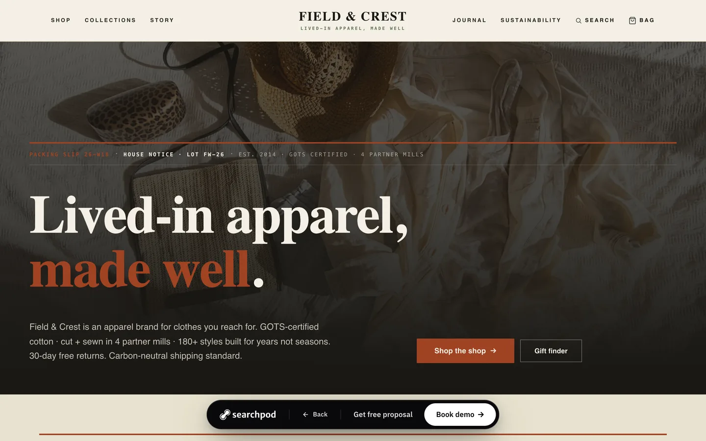 E-commerce sample site preview