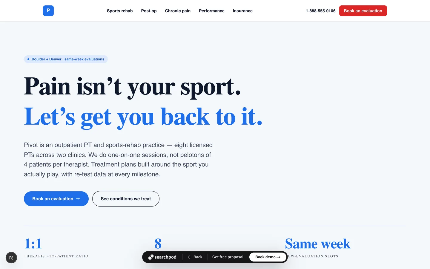 Rehab & Therapy — sample chiropractors homepage by SearchPod