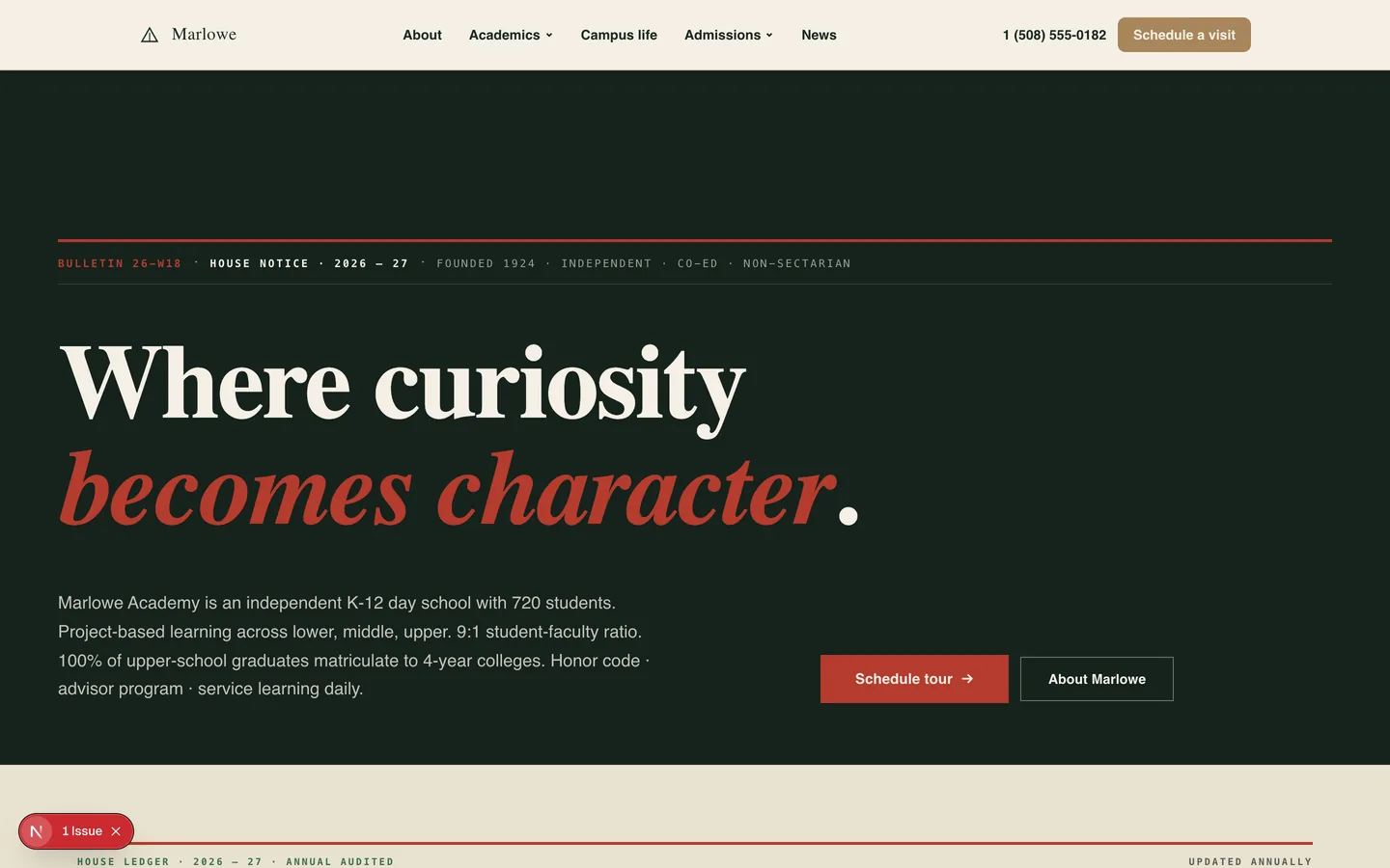 Education sample site preview
