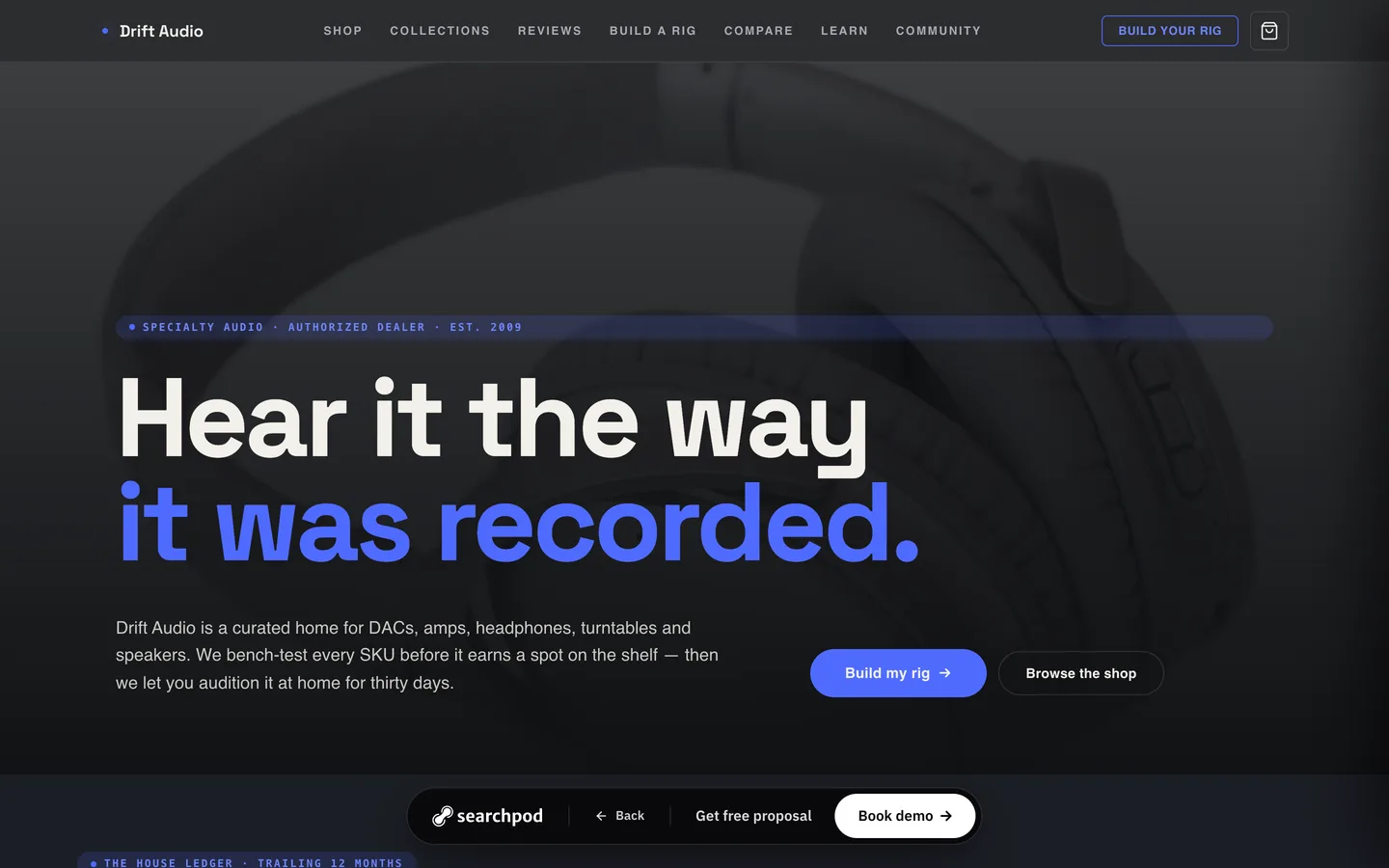 Drift Audio homepage hero — Audio gear, properly explained